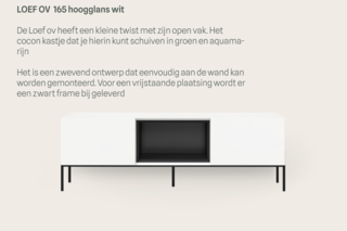TV-meubel incl. frame + 2 Cocons, RAAT, Loef 165 OV, Hoogglans wit